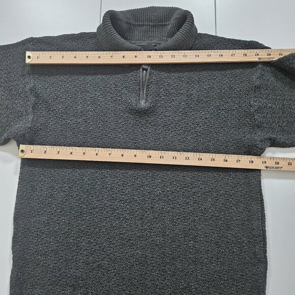 Profilo Sport Sweater Mens M Dark Khaki LS 1/4 Zip Collared Wool Blend Vintage - Picture 4 of 15